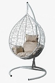 Кресло подвесное Sfera арт.CN600-МТ цв.корзины белый, цв.подушки бежевый "Garden story"